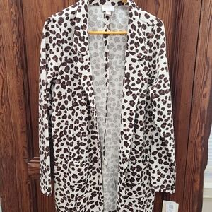 Adidas Brown and White Leopard Print Cardigan